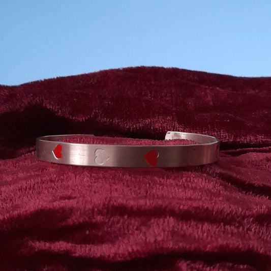 Copper Heart Bangle.Personalised Copper Bracelet. Personalised Cuff Torque Bangle. Custom Bangle.