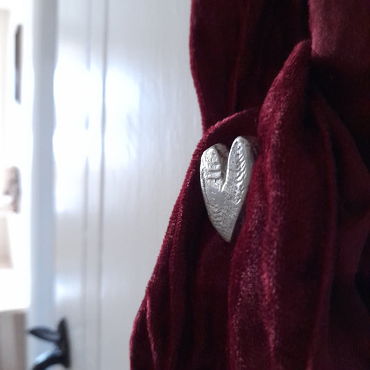 Heart Brooch. Unique Textured Heart Brooch. Pewter Heart Brooch