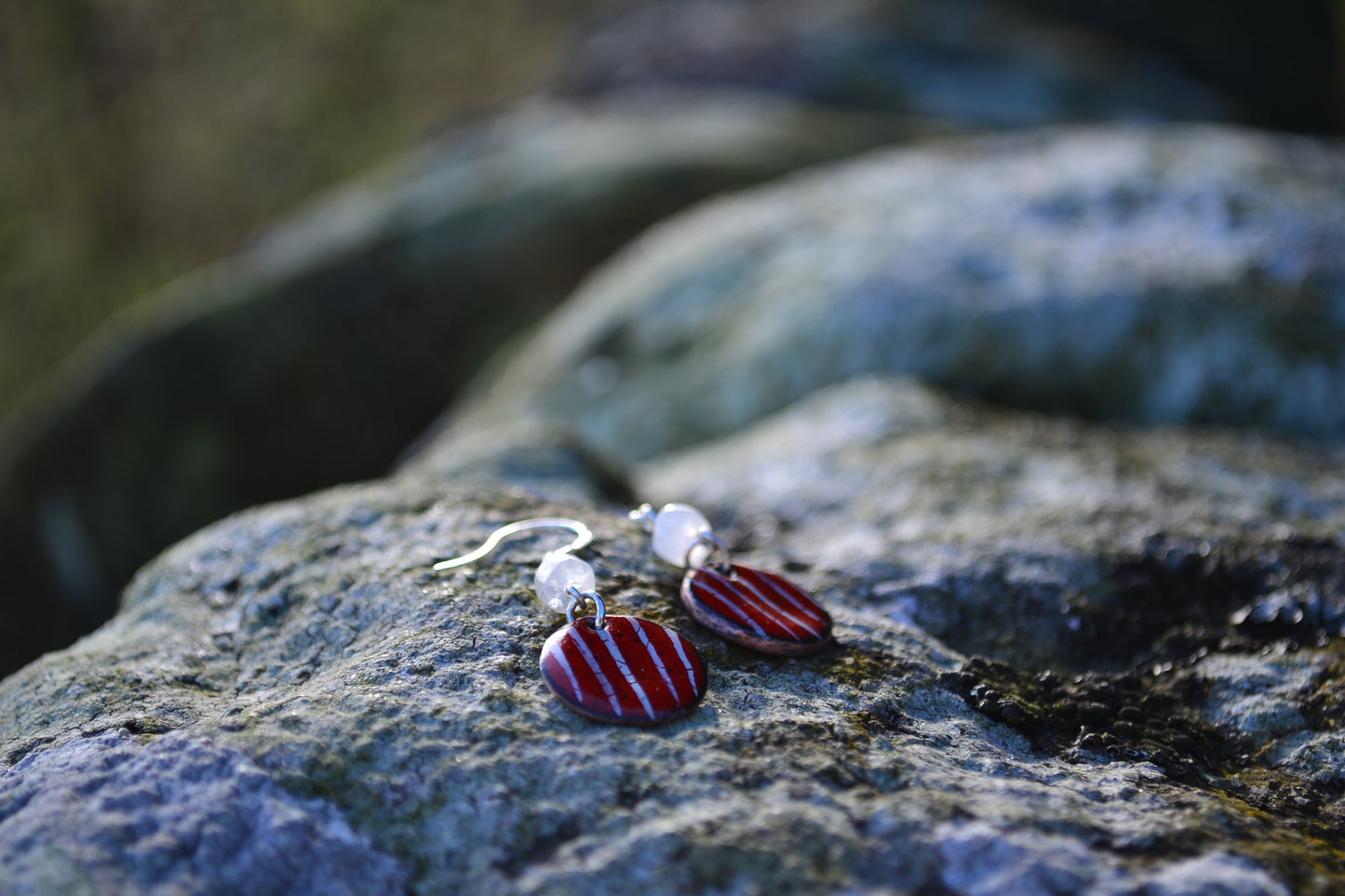 Red Enamel Handmade Dangle Earrings
