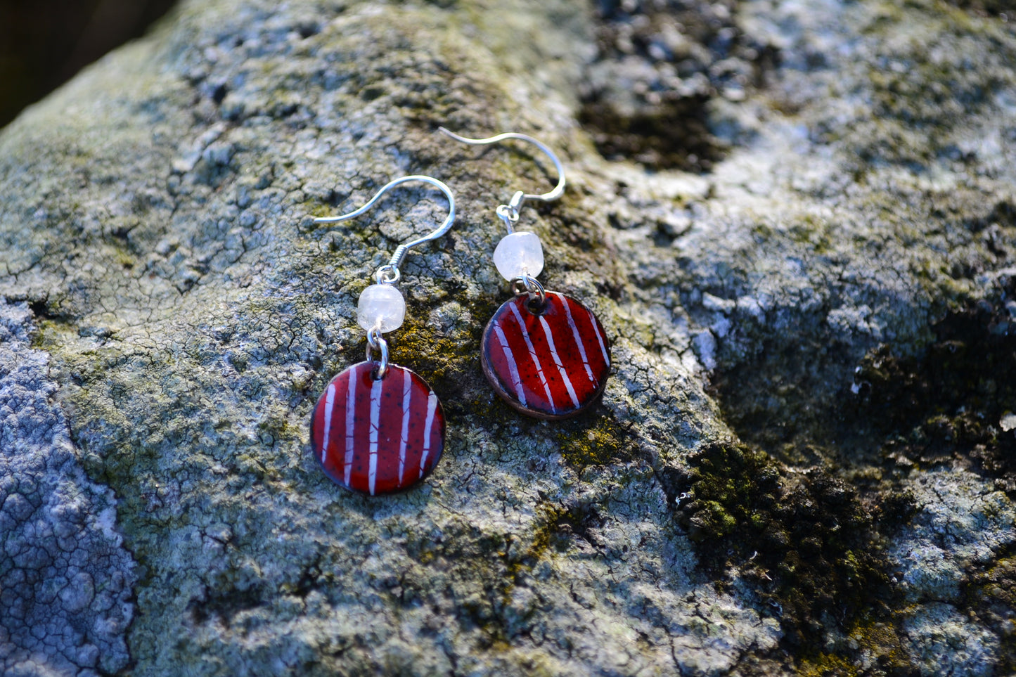 Red Enamel Handmade Dangle Earrings