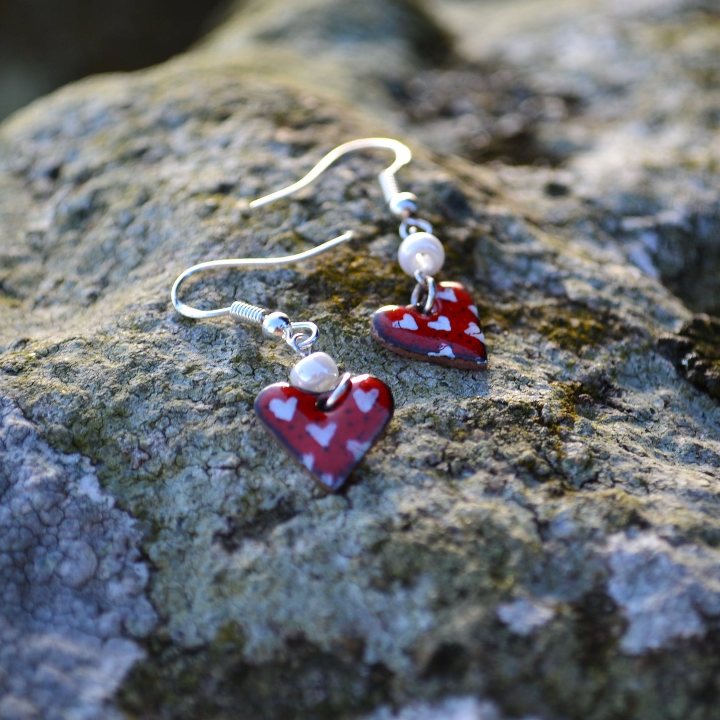 Red Enamel Handmade Dangle Earrings