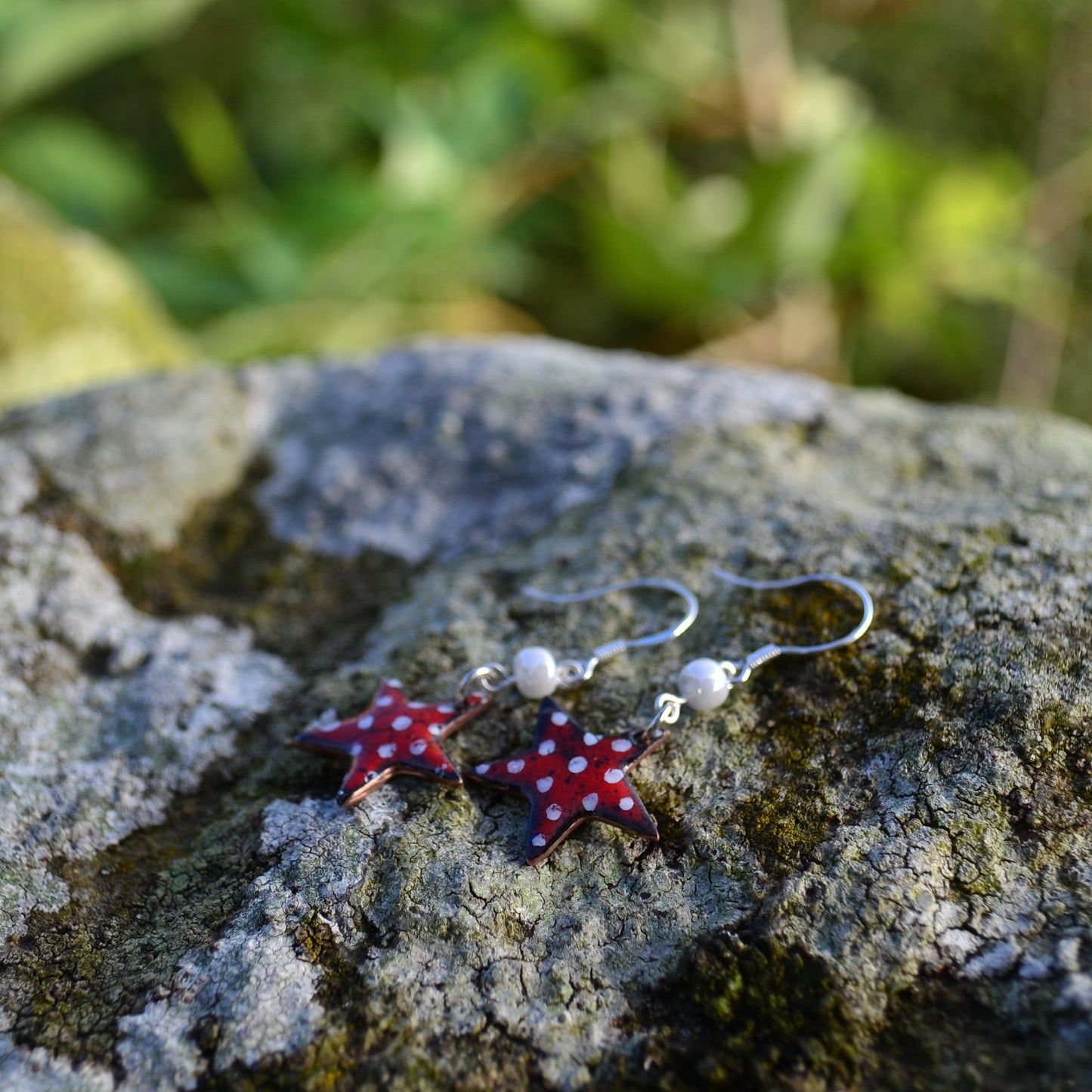 Red Enamel Handmade Dangle Earrings