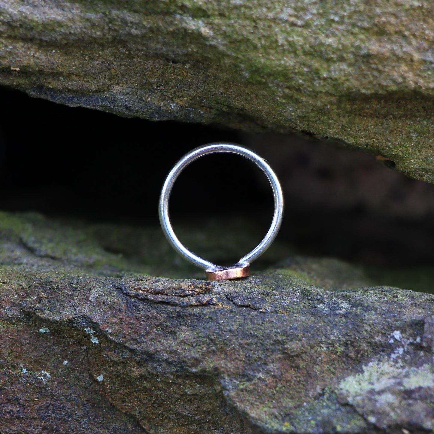 Silver and Copper Flower Ring - Handmade Contemporary Design