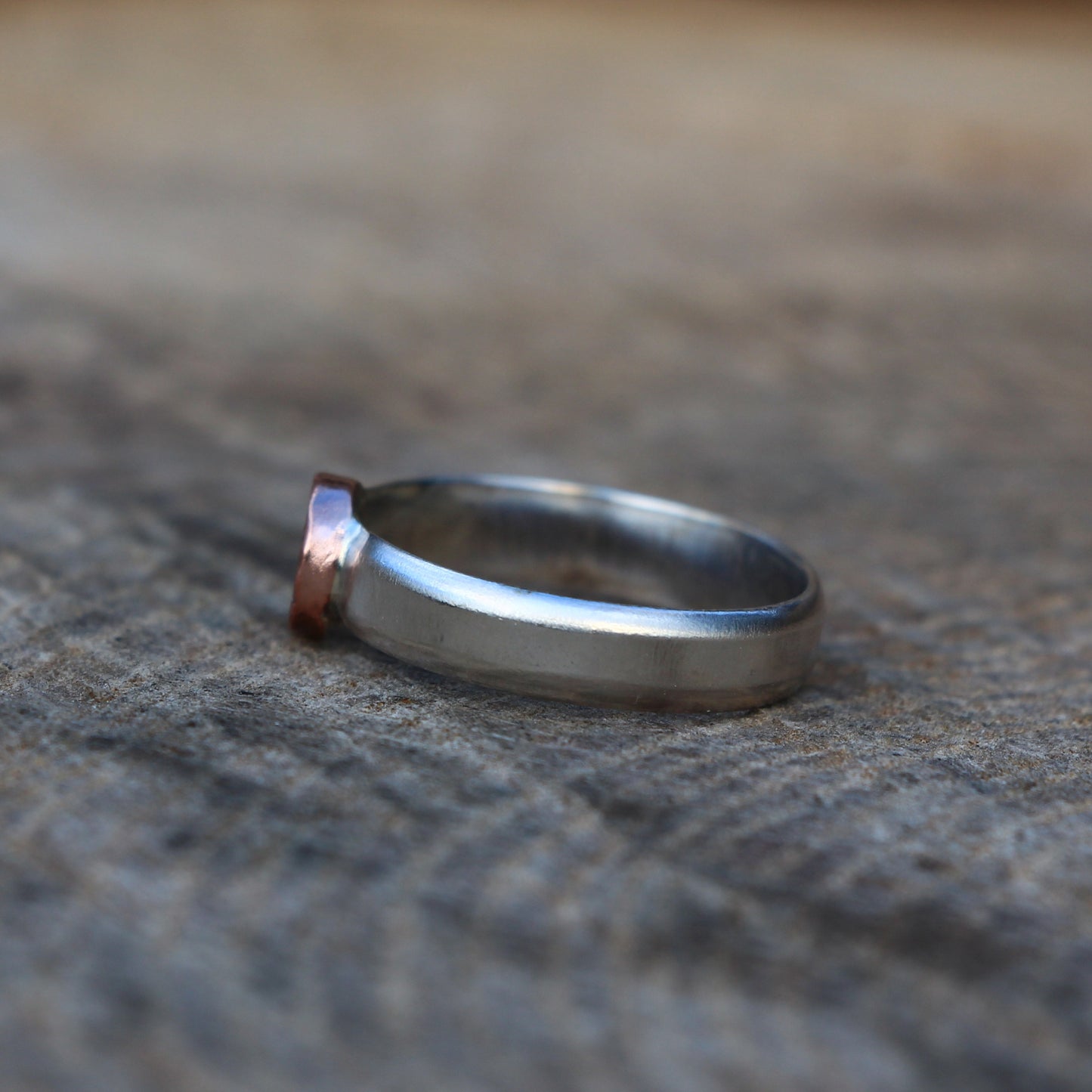 Silver and Copper Flower Ring - Handmade Contemporary Design