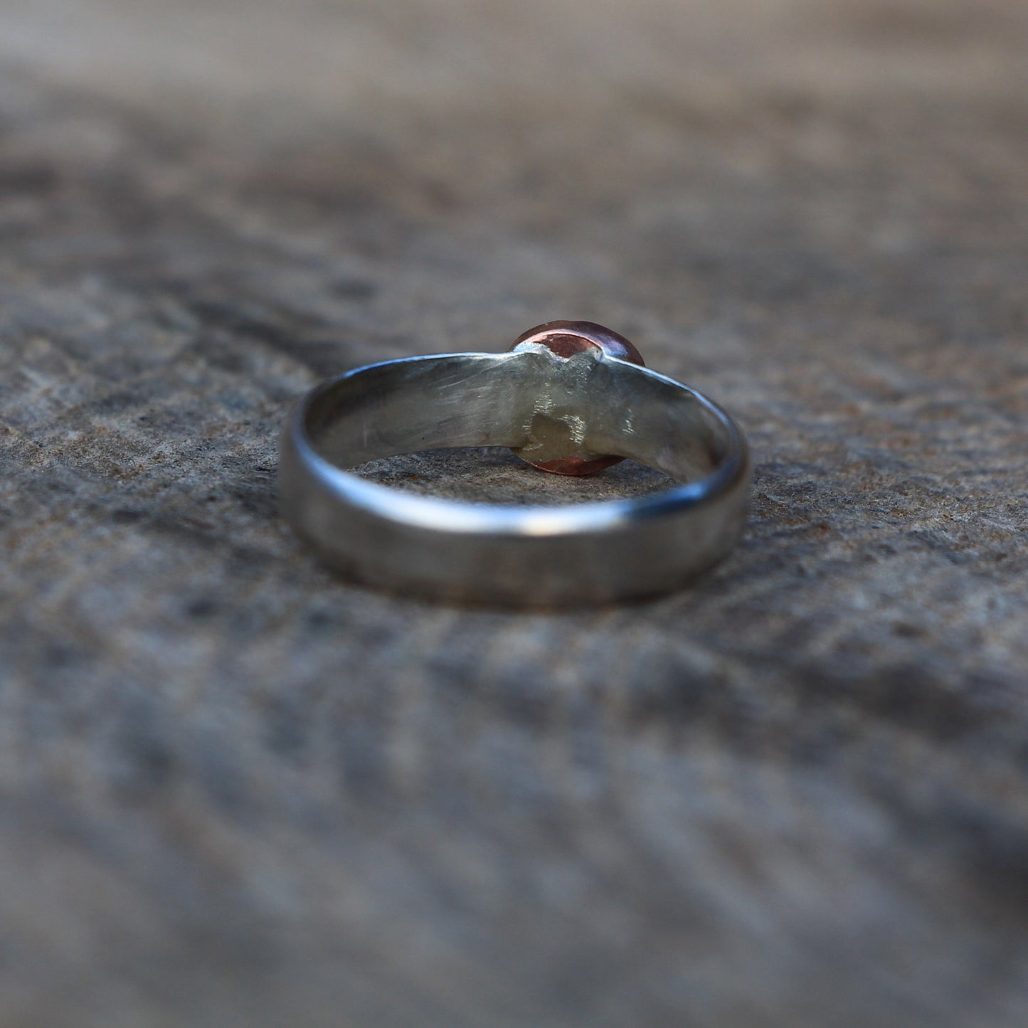 Silver and Copper Flower Ring - Handmade Contemporary Design