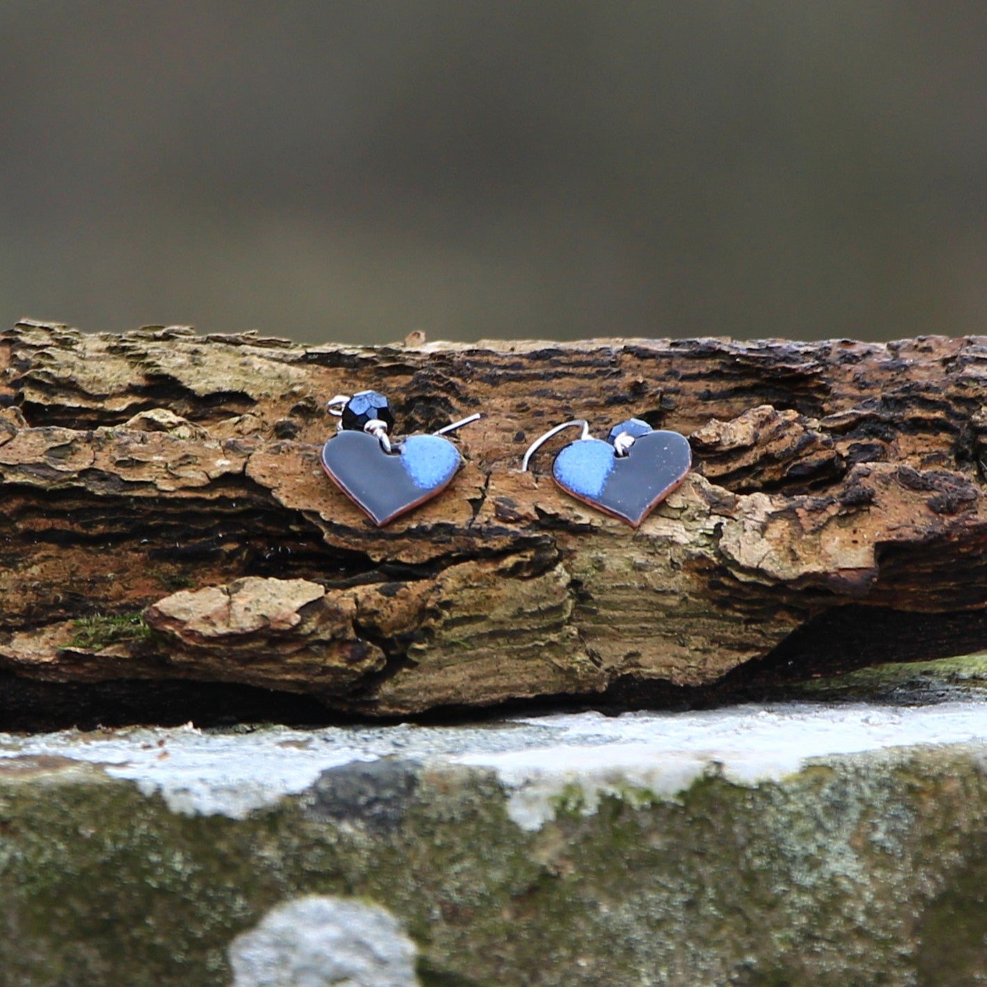Two-tone Heart Dangle Earrings