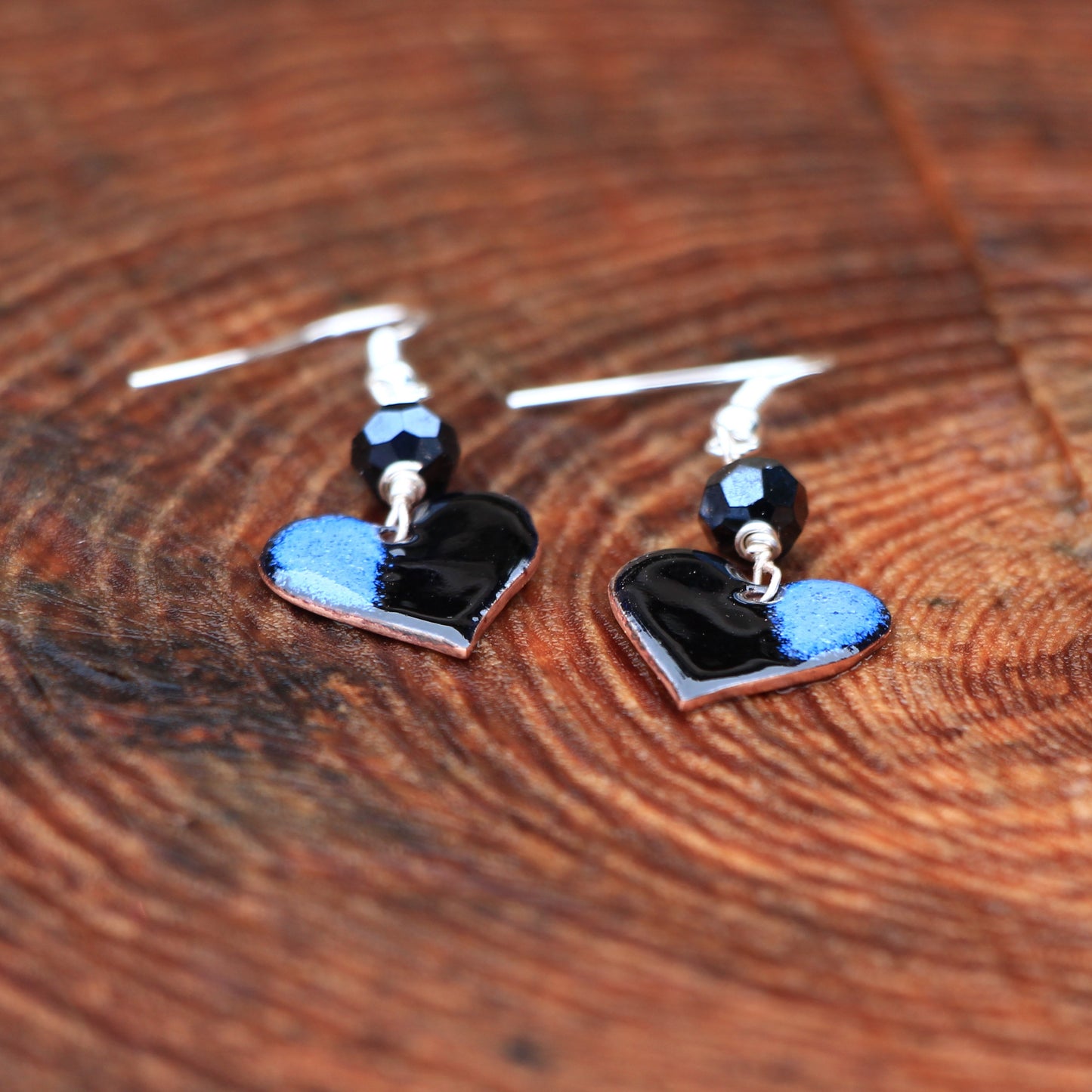 Two-tone Heart Dangle Earrings