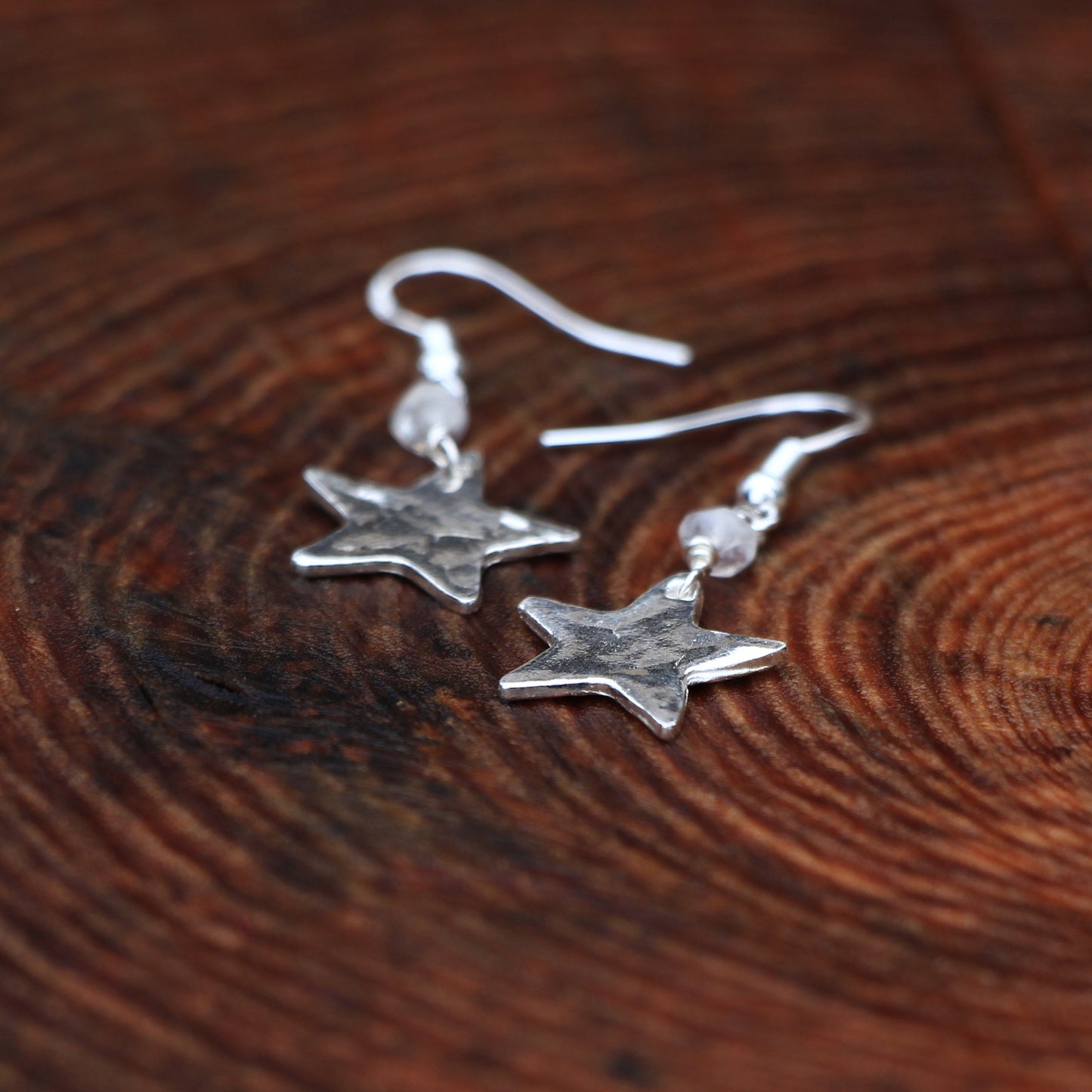 Silver Heart and Star Dangle Earrings