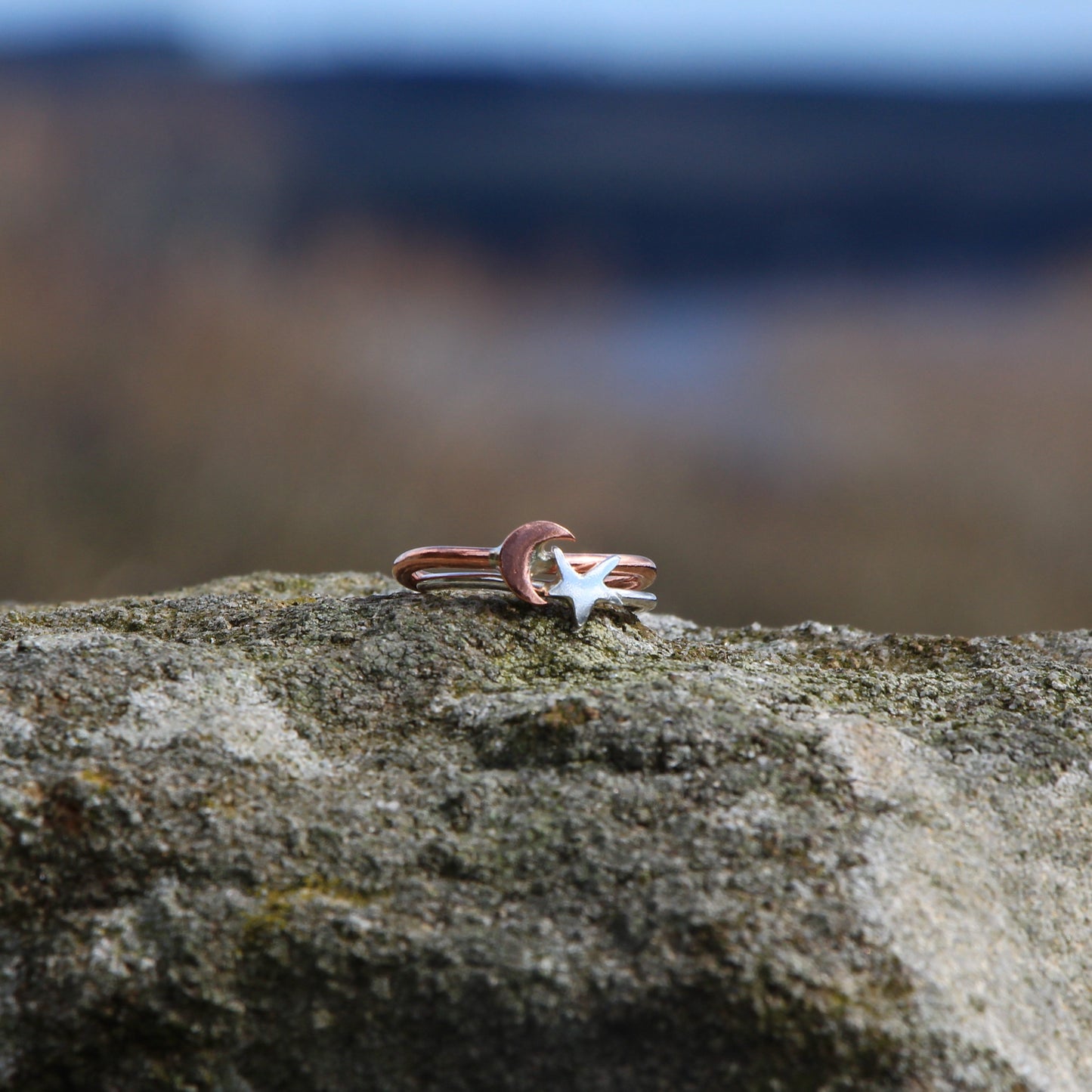 Handmade Copper and Silver Ring. Copper Ring, with Heart, Star or Crescent Moon.