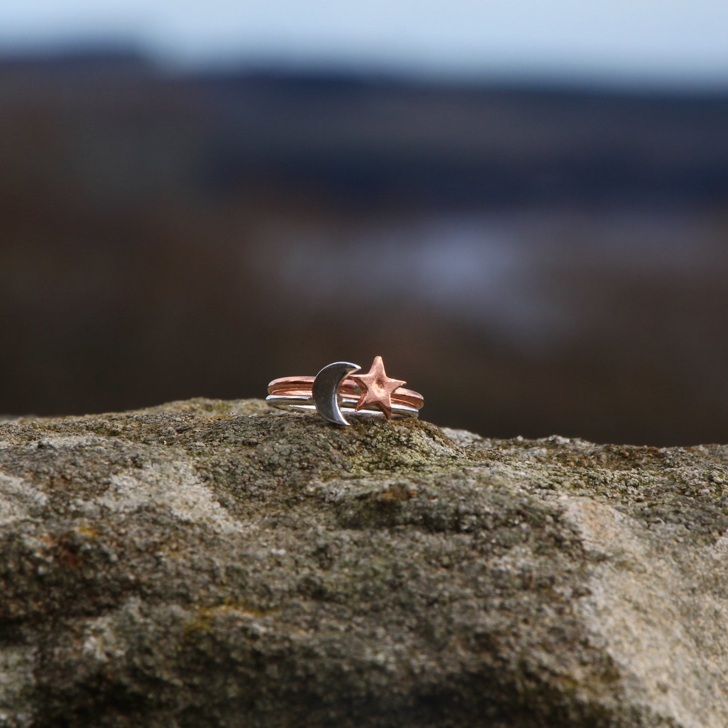Handmade Copper and Silver Ring. Copper Ring, with Heart, Star or Crescent Moon.