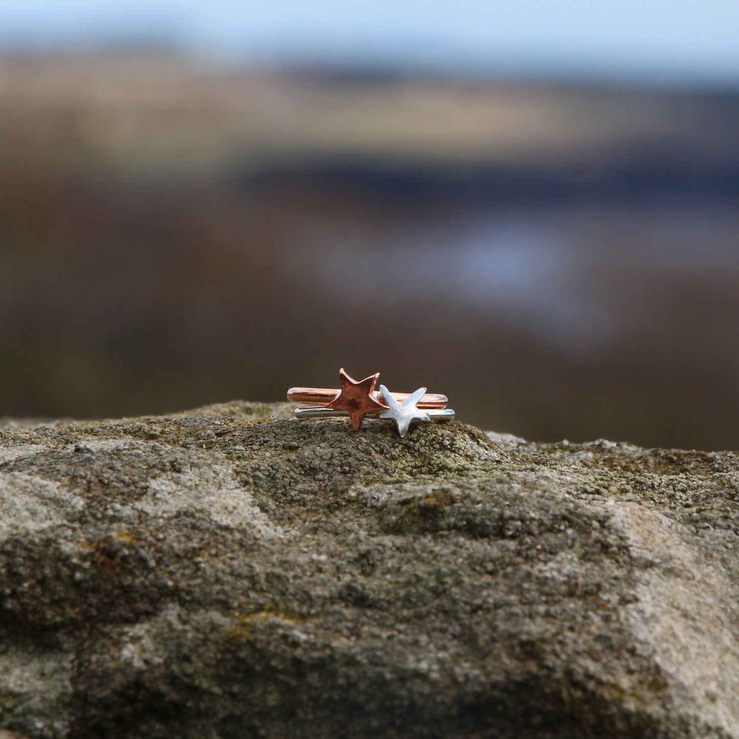 Handmade Copper and Silver Ring. Copper Ring, with Heart, Star or Crescent Moon.
