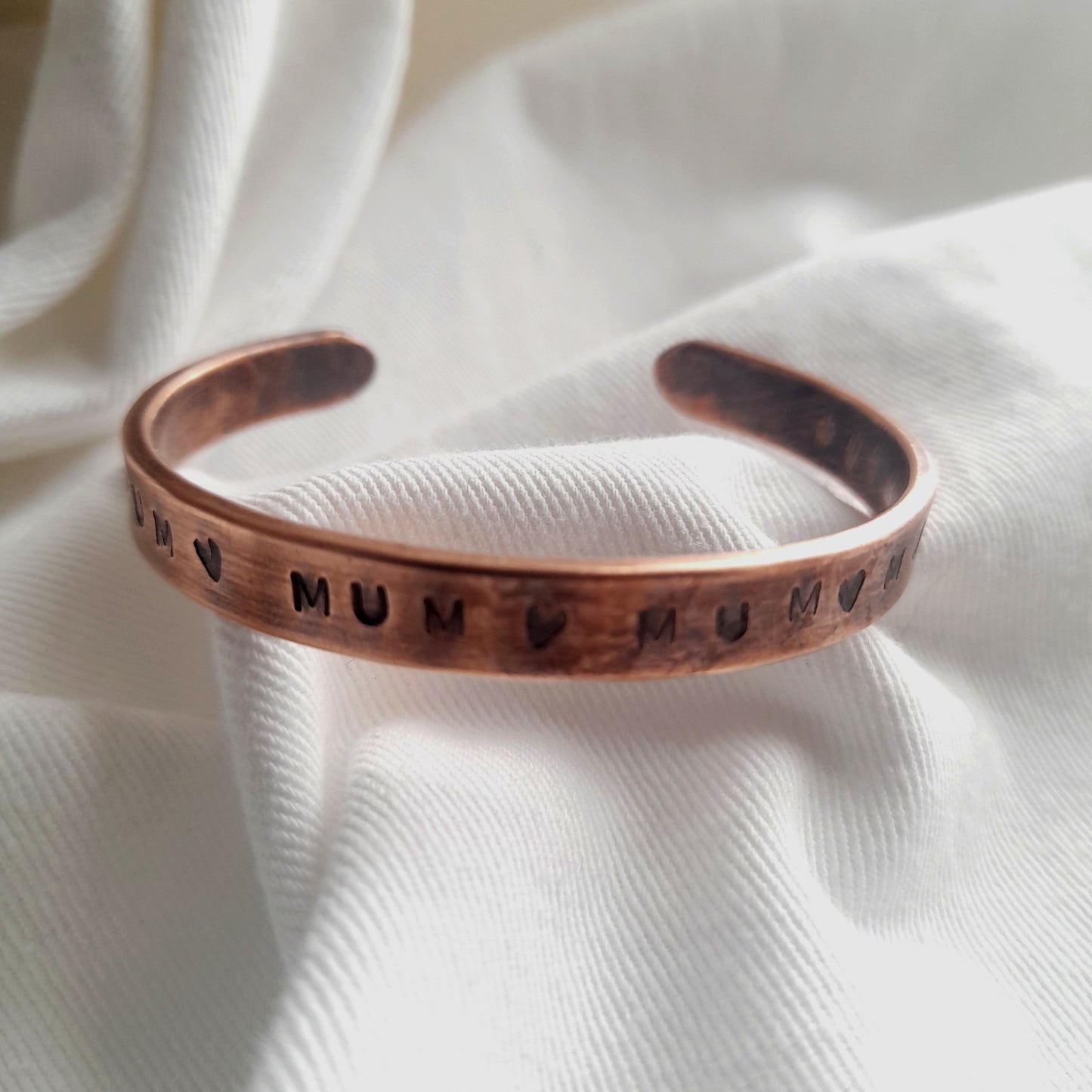Handmade Personalised Copper Bracelet. Personalised Cuff Torque Bangle. Custom Bangle.