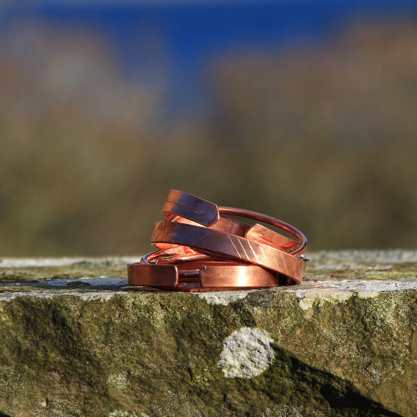 Chunky Copper Adjustable Bangle - Patterned or Plain