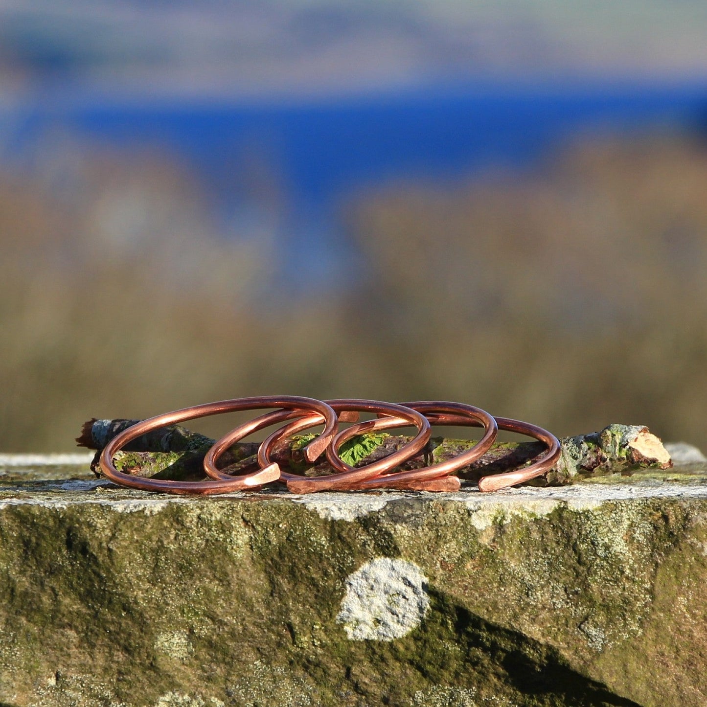 Handmade Narrow Copper Torque Bangle. Mens and Women's Adjustable Narrow Copper Bangles.