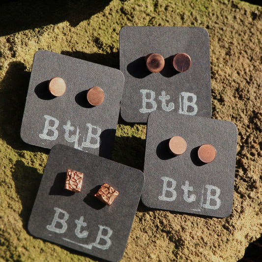 Copper Ear Studs, Copper Stud Earrings.
