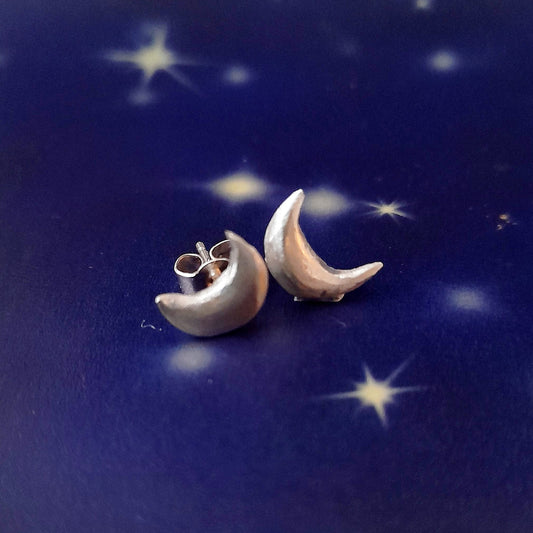 Half Moon Silver Ear Studs