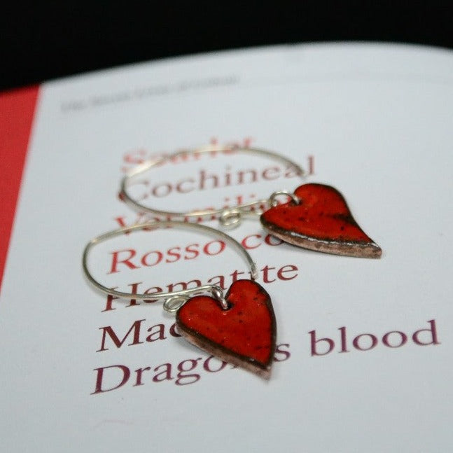 Red Enamel Handmade Dangle Earrings