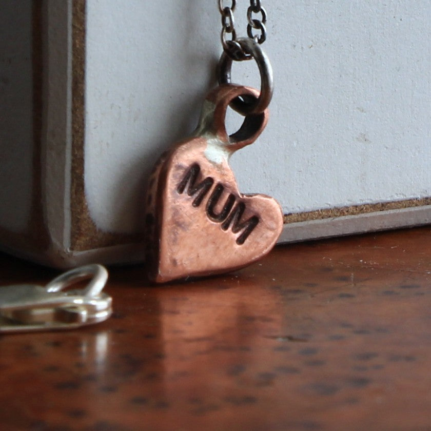 Heart Pendant. Copper Personalised Heart Necklace.